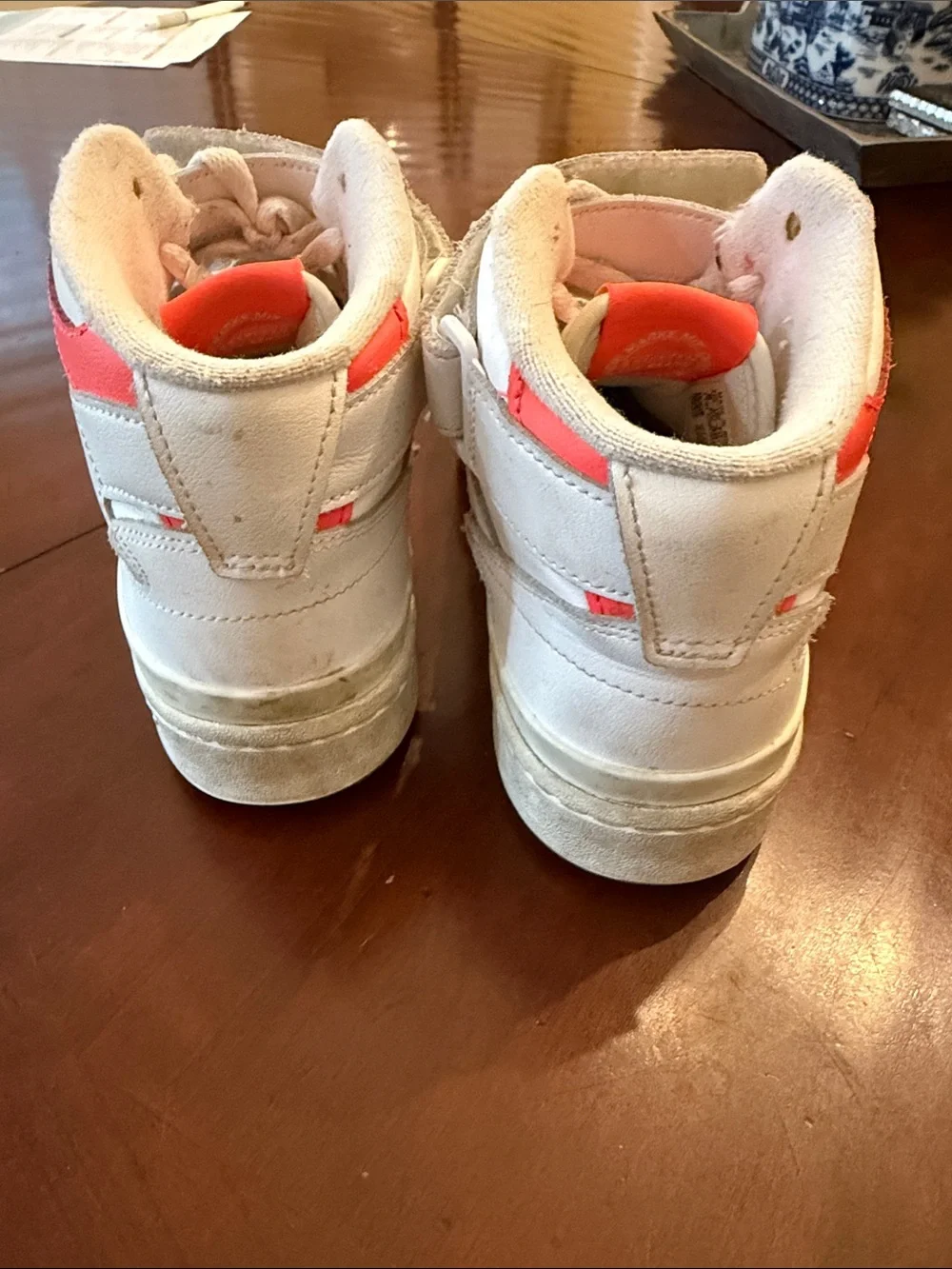 Adidas Forum Women’s Mid-Top Sneakers in White and Coral Pink